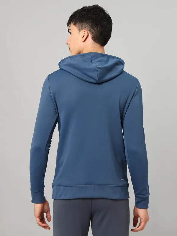 Men Solid Slim Fit Hooded Sweatshirt  with TECHNO DRY - Image 3