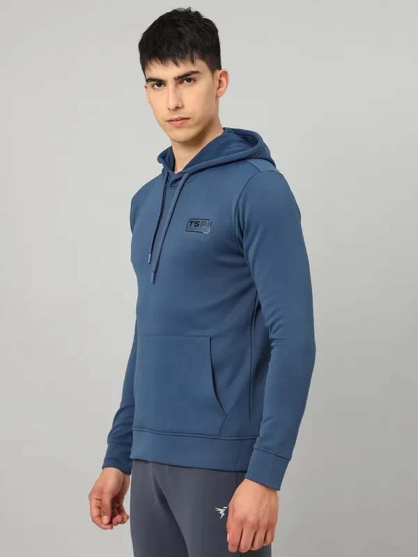 Men Solid Slim Fit Hooded Sweatshirt  with TECHNO DRY - Image 4