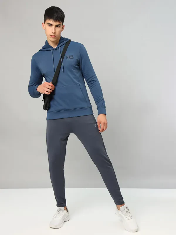 Men Solid Slim Fit Hooded Sweatshirt  with TECHNO DRY - Image 5