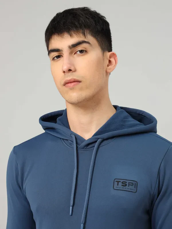 Men Solid Slim Fit Hooded Sweatshirt  with TECHNO DRY - Image 7