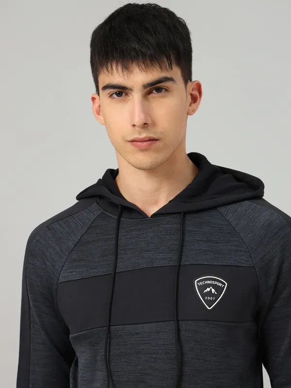 Men Melange Slim Fit Hooded sweatshirt with TECHNO GUARD - Image 6