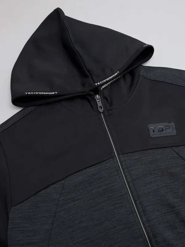 Men Melange Slim Fit Hooded sweatshirt with TECHNO GUARD - Image 7