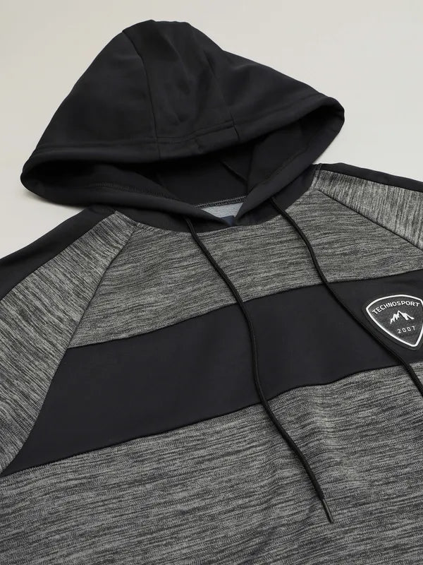 Men Melange Slim Fit Hooded sweatshirt with TECHNO GUARD - Image 7