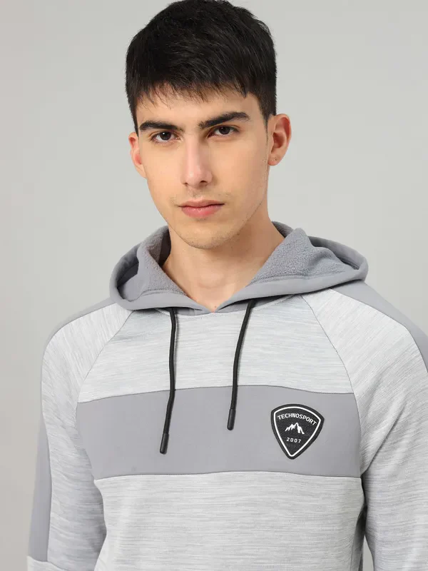 Men Melange Slim Fit Hooded sweatshirt with TECHNO GUARD - Image 4