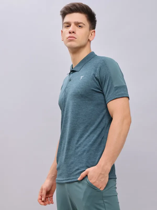 Men Melange Slim Fit Polo T-shirt with DOUBLE COOL