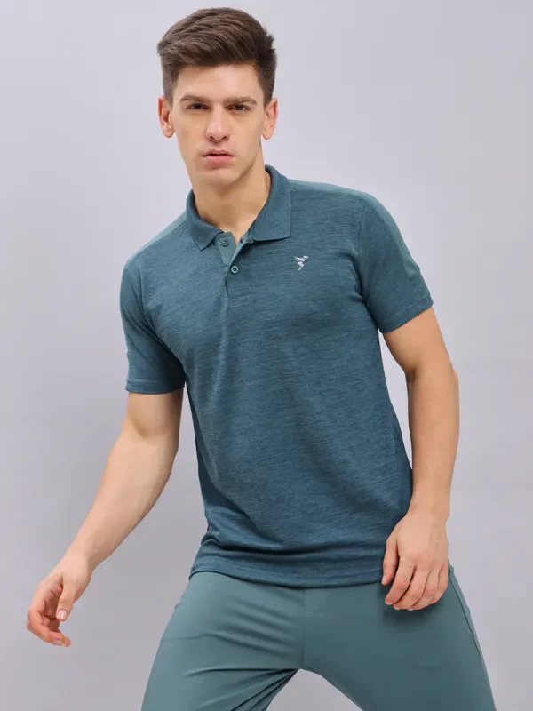 Men Melange Slim Fit Polo T-shirt with DOUBLE COOL - Image 5