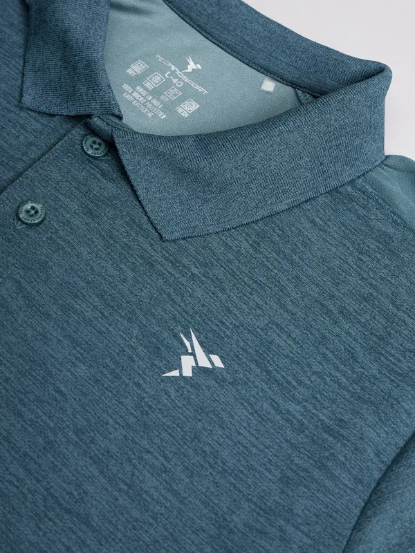 Men Melange Slim Fit Polo T-shirt with DOUBLE COOL - Image 9