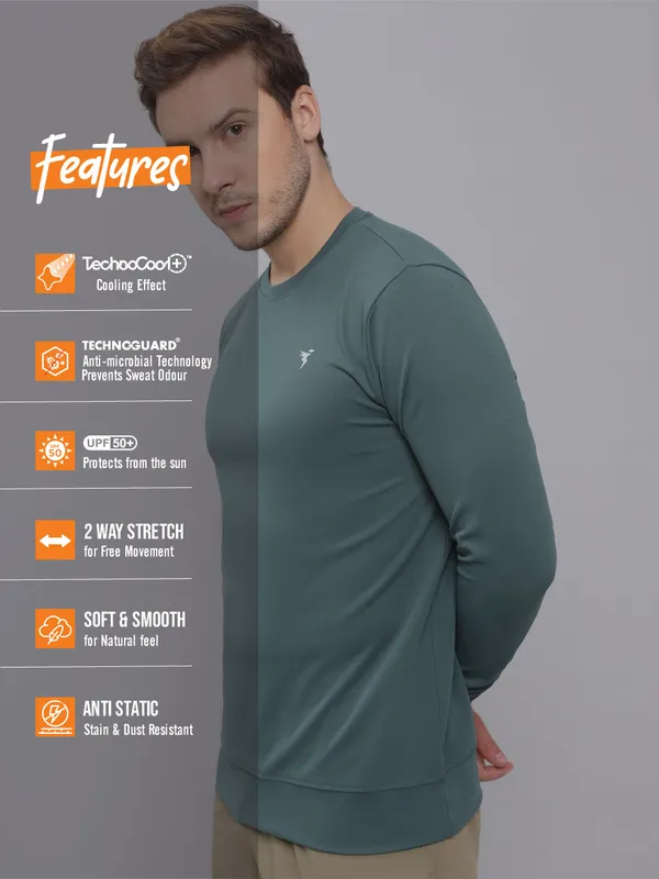 Men Solid Slim Fit Crew Neck T-shirt with ELASTO PLUS - Image 6
