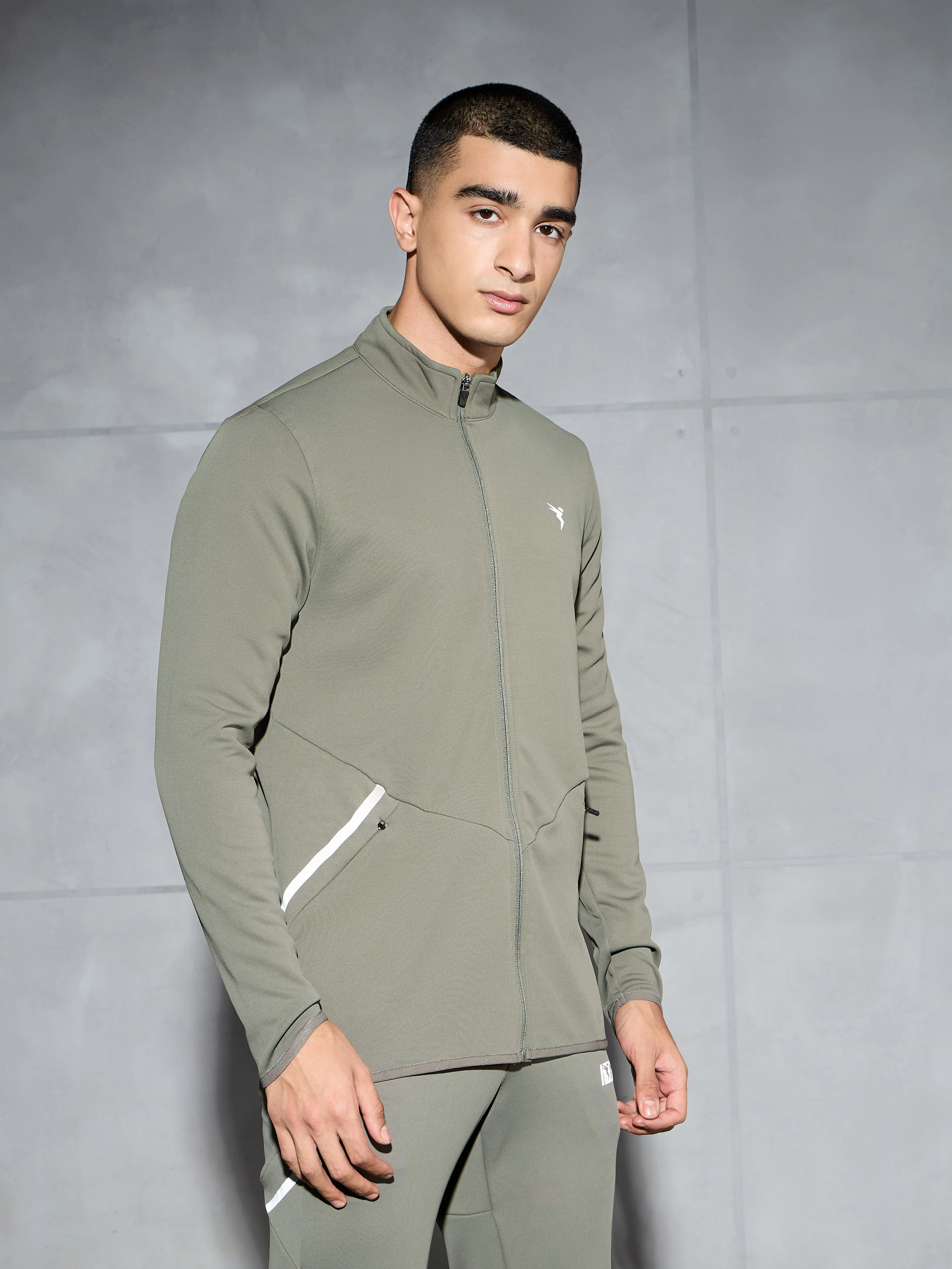 Men Solid Slim Fit Mock Neck Jacket with ELASTO PLUS - Image 4