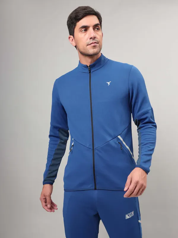 Men Solid Slim Fit Mock Neck Jacket with ELASTO PLUS - Image 5