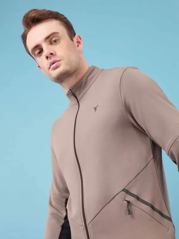 Men Solid Slim Fit Mock Neck Jacket with ELASTO PLUS - Image 5