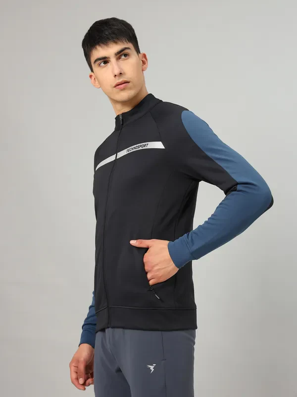 Men Colorblock Slim Fit Mock Neck Jacket with TECHNO GUARD - Image 4