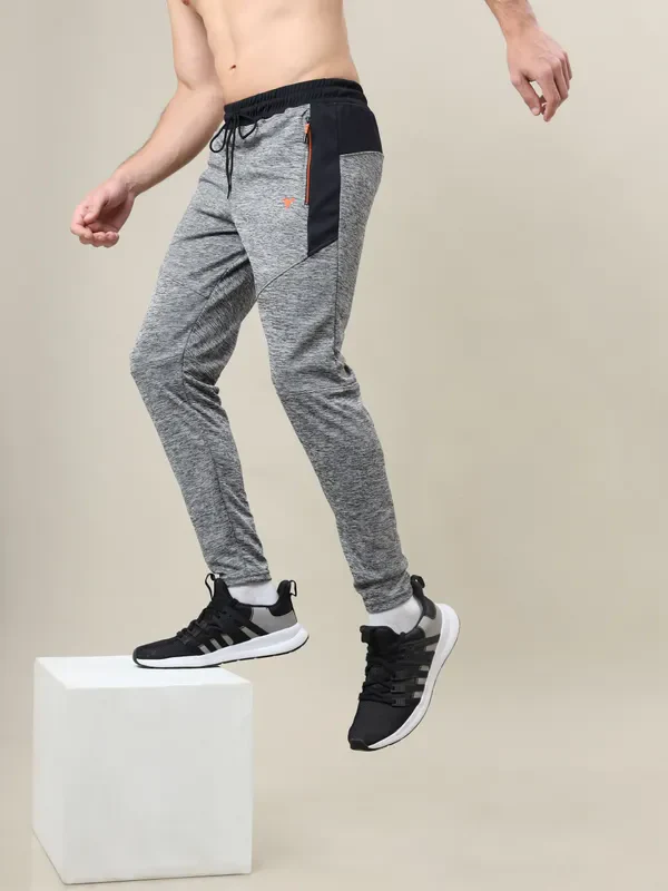 Men Melange Slim Fit Trackpants with TECHNO DRY - Image 2