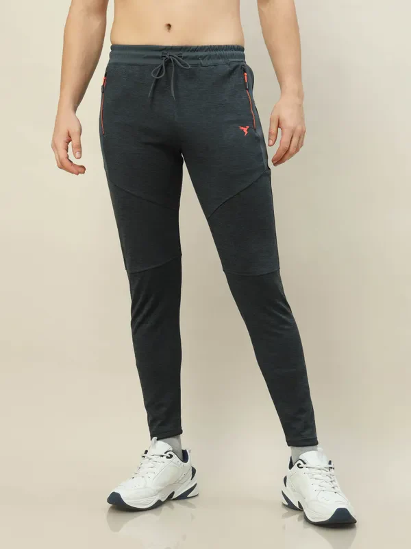Men Melange Slim Fit Trackpants with TECHNO DRY - Image 4