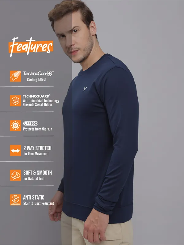Men Solid Slim Fit Crew Neck T-shirt with ELASTO PLUS - Image 6