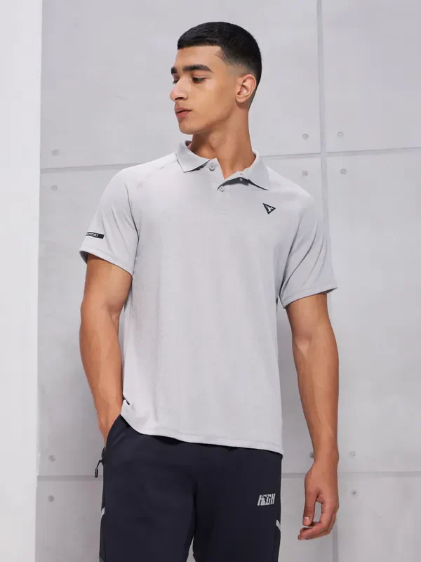 Men Melange Slim Fit Polo T-shirt with DOUBLE COOL - Image 2