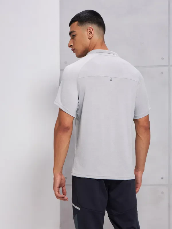 Men Melange Slim Fit Polo T-shirt with DOUBLE COOL - Image 3