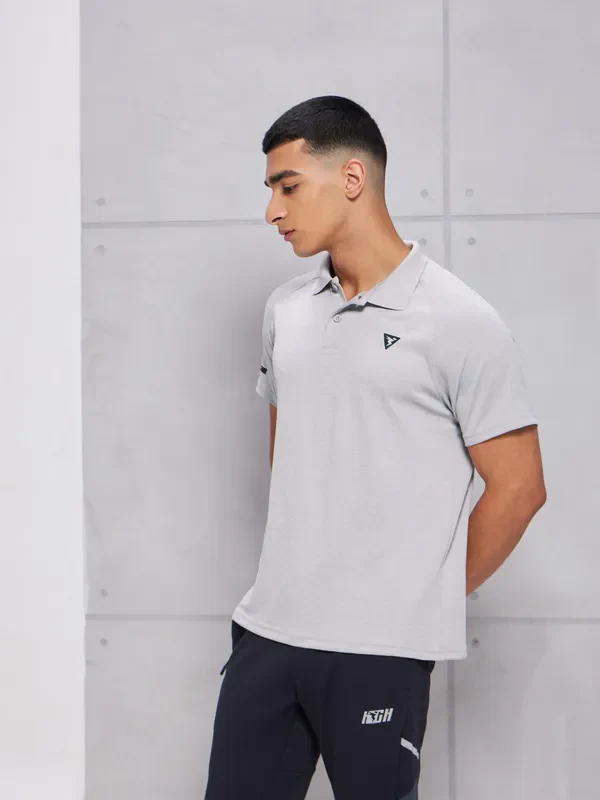 Men Melange Slim Fit Polo T-shirt with DOUBLE COOL - Image 4
