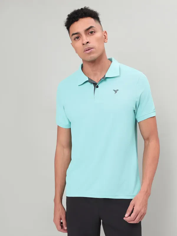 Men Solid Slim Fit Polo T-shirt with MATPIQ - Image 2