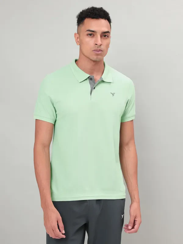 Men Solid Slim Fit Polo T-shirt with MATPIQ - Image 2