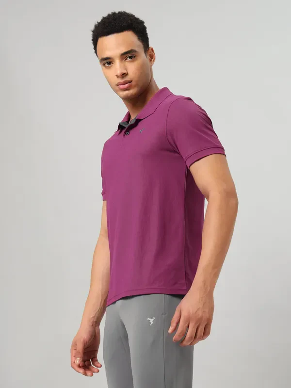 Men Solid Slim Fit Polo T-shirt with MATPIQ - Image 3