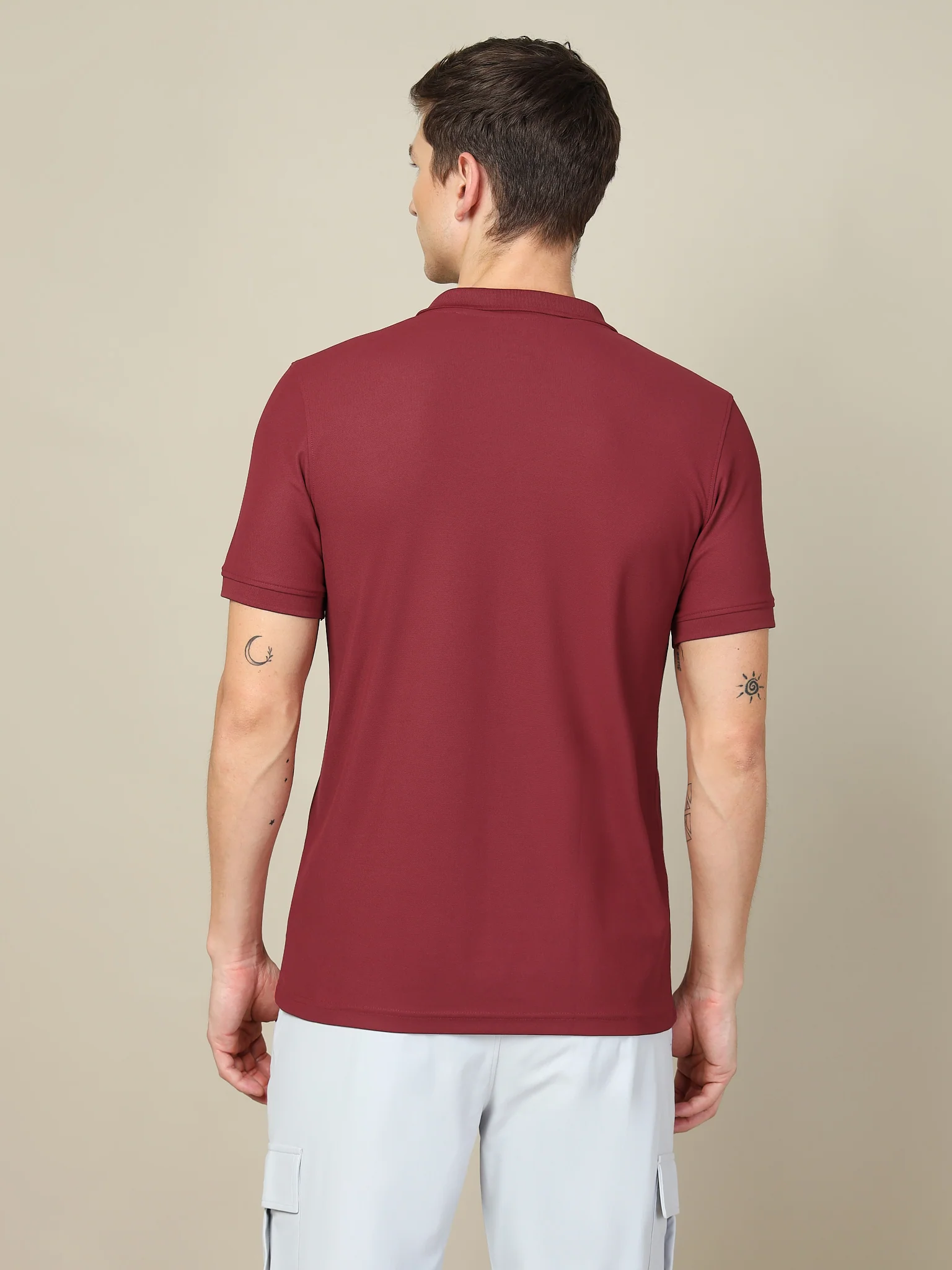 Men Solid Slim Fit Polo T-shirt with MATPIQ - Image 3