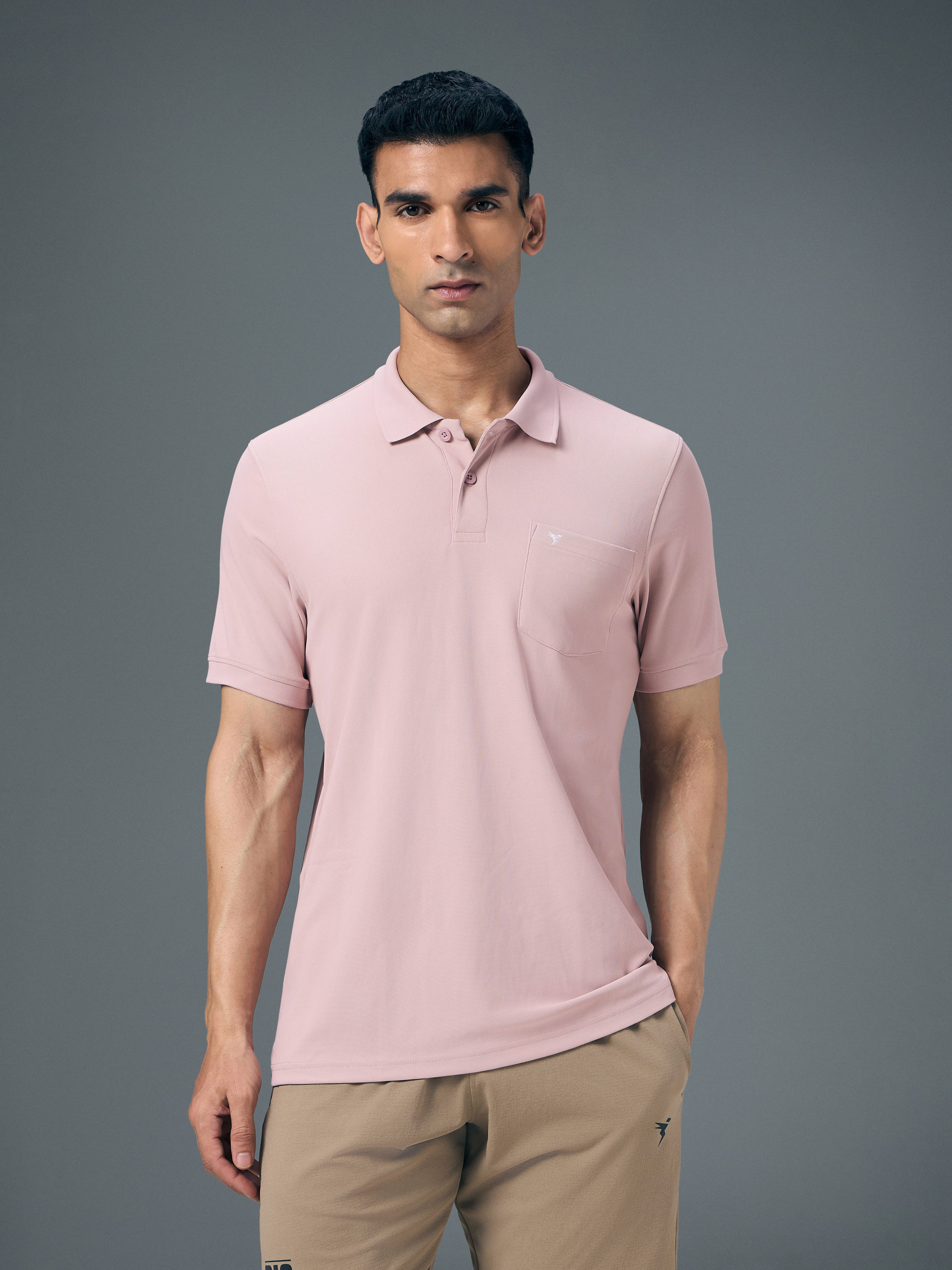 Men Solid Slim Fit Polo T-shirt with MATPIQ - Image 2
