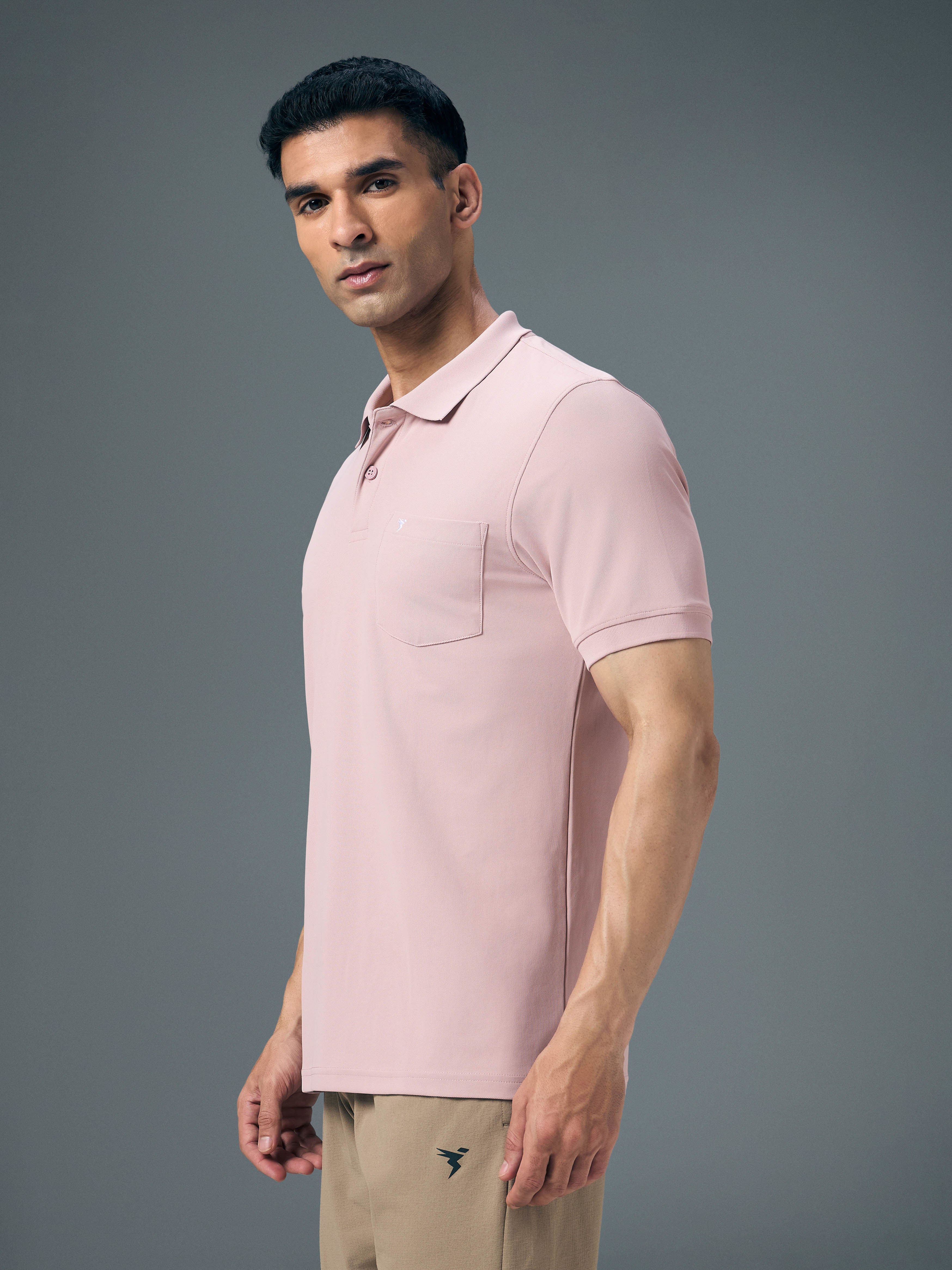 Men Solid Slim Fit Polo T-shirt with MATPIQ - Image 4