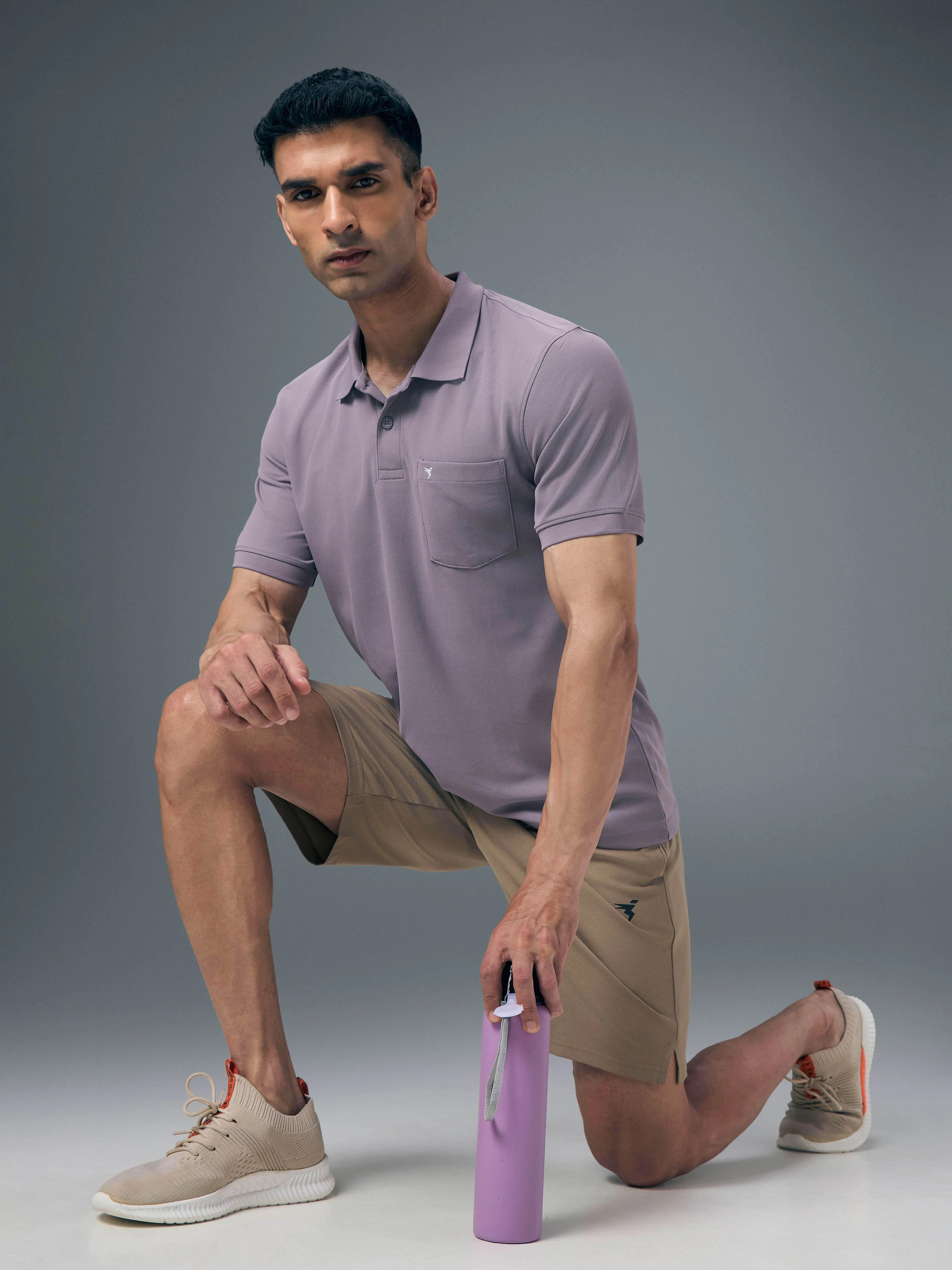 Men Solid Slim Fit Polo T-shirt with MATPIQ