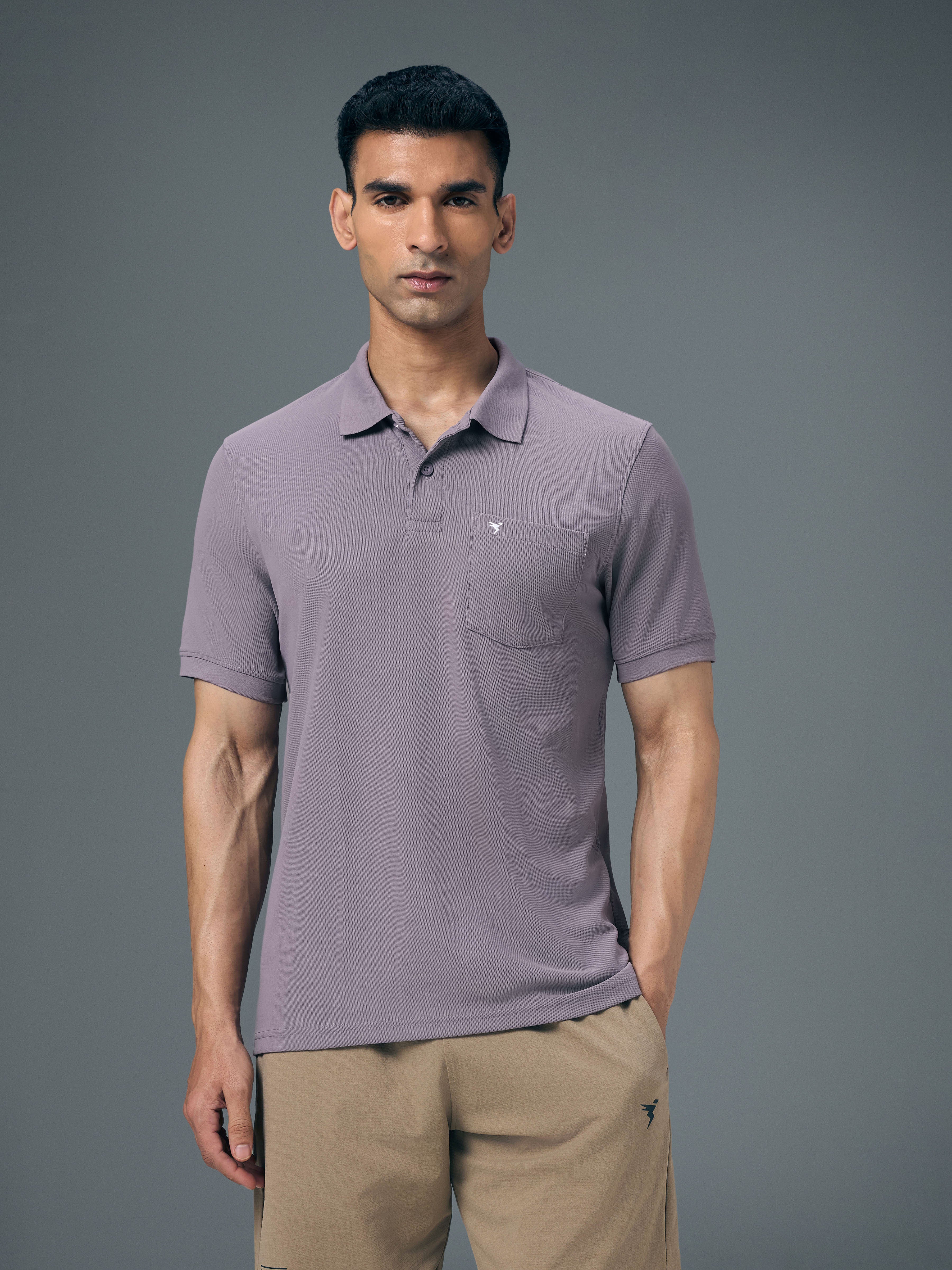Men Solid Slim Fit Polo T-shirt with MATPIQ - Image 2