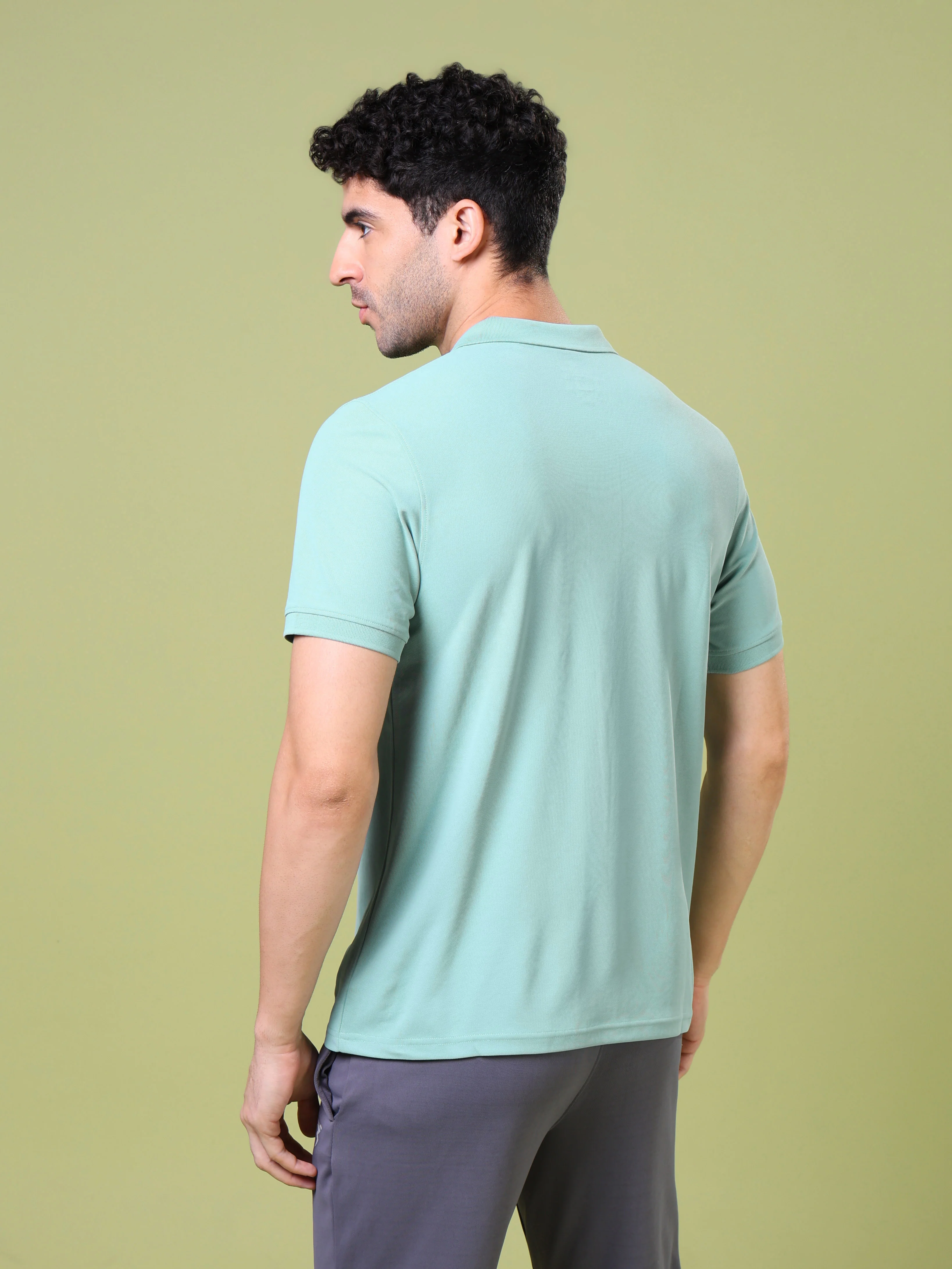 Men Solid Slim Fit Polo T-shirt with MATPIQ - Image 3