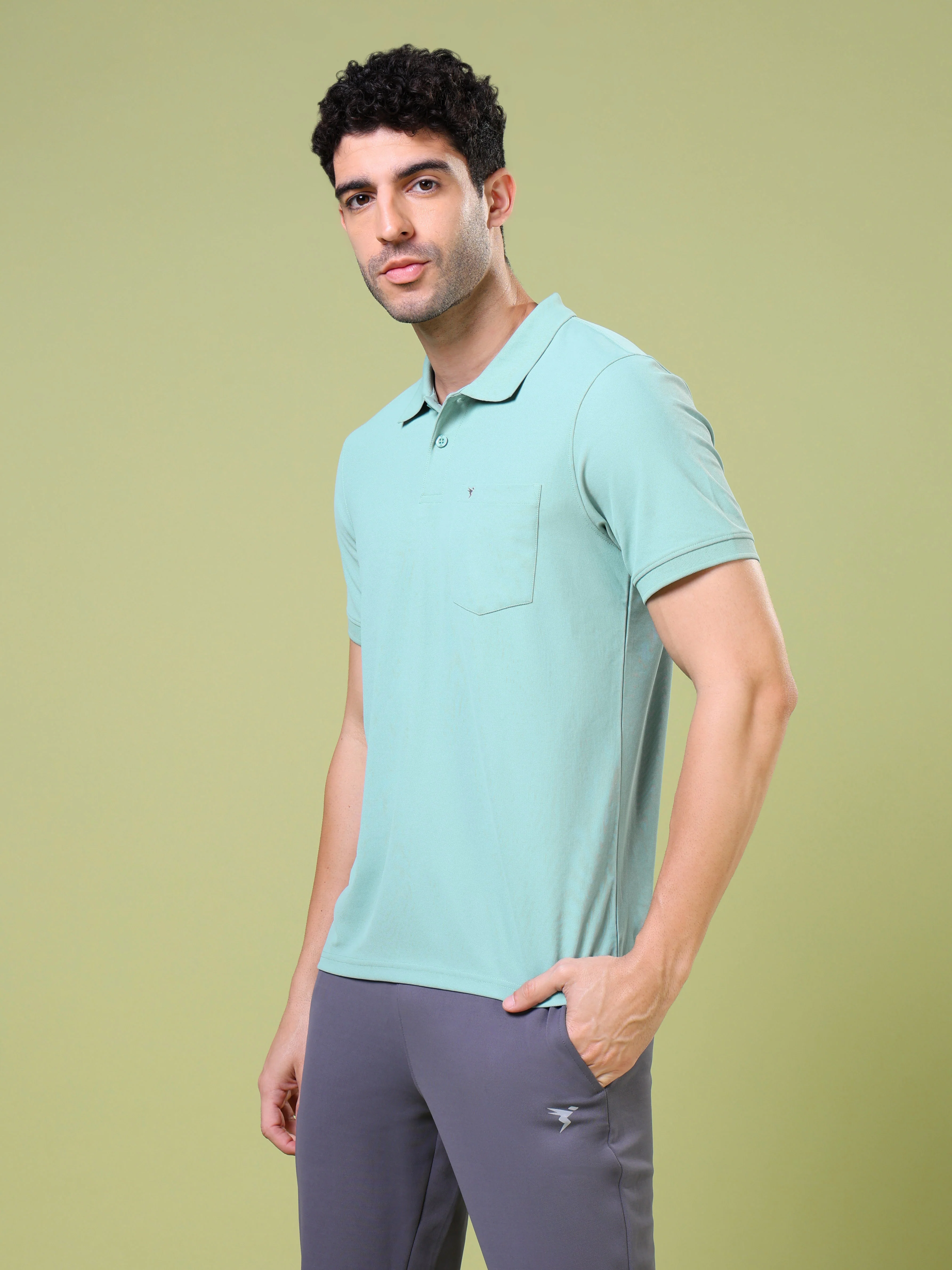 Men Solid Slim Fit Polo T-shirt with MATPIQ - Image 4