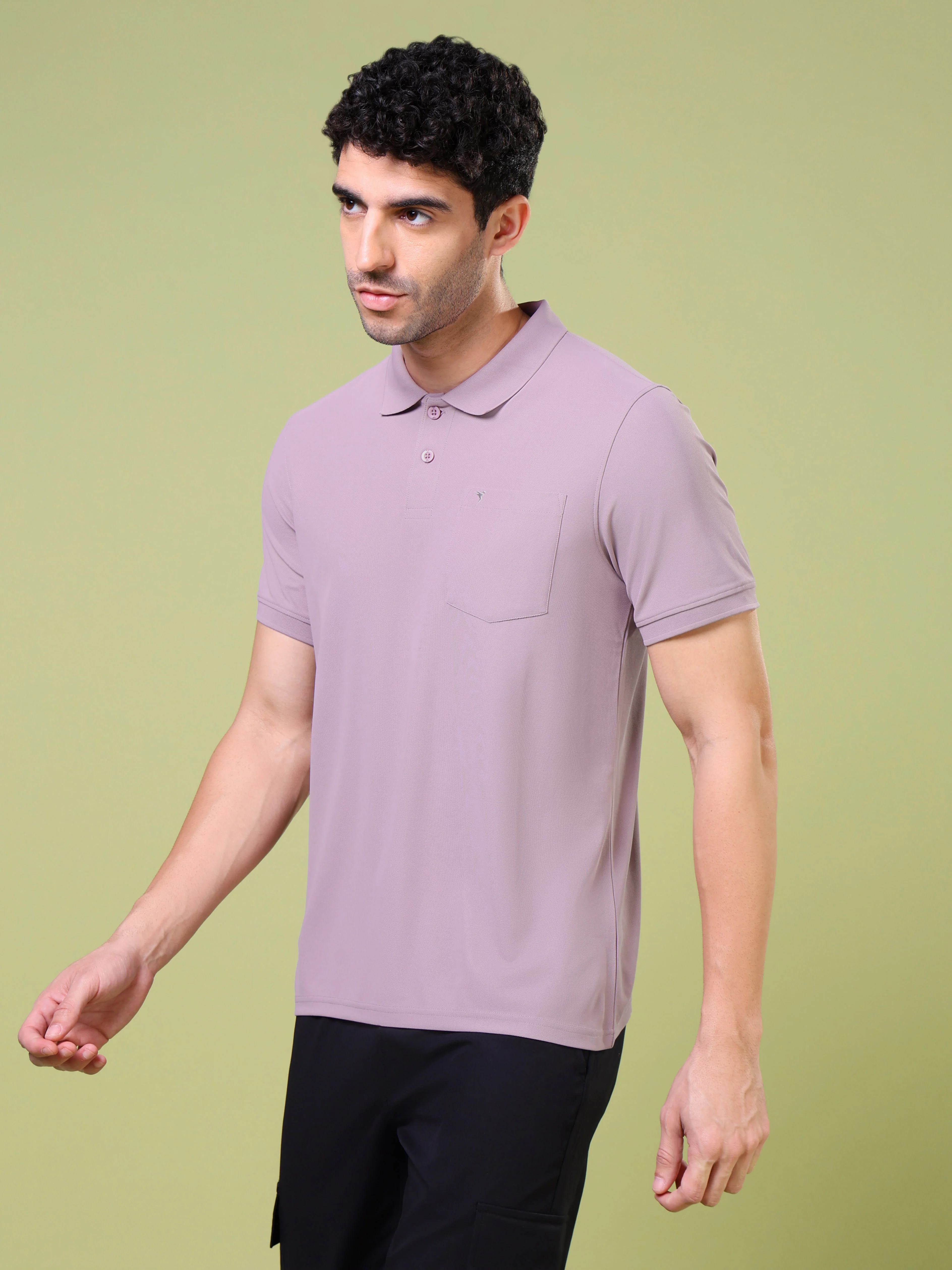Men Solid Slim Fit Polo T-shirt with MATPIQ - Image 4
