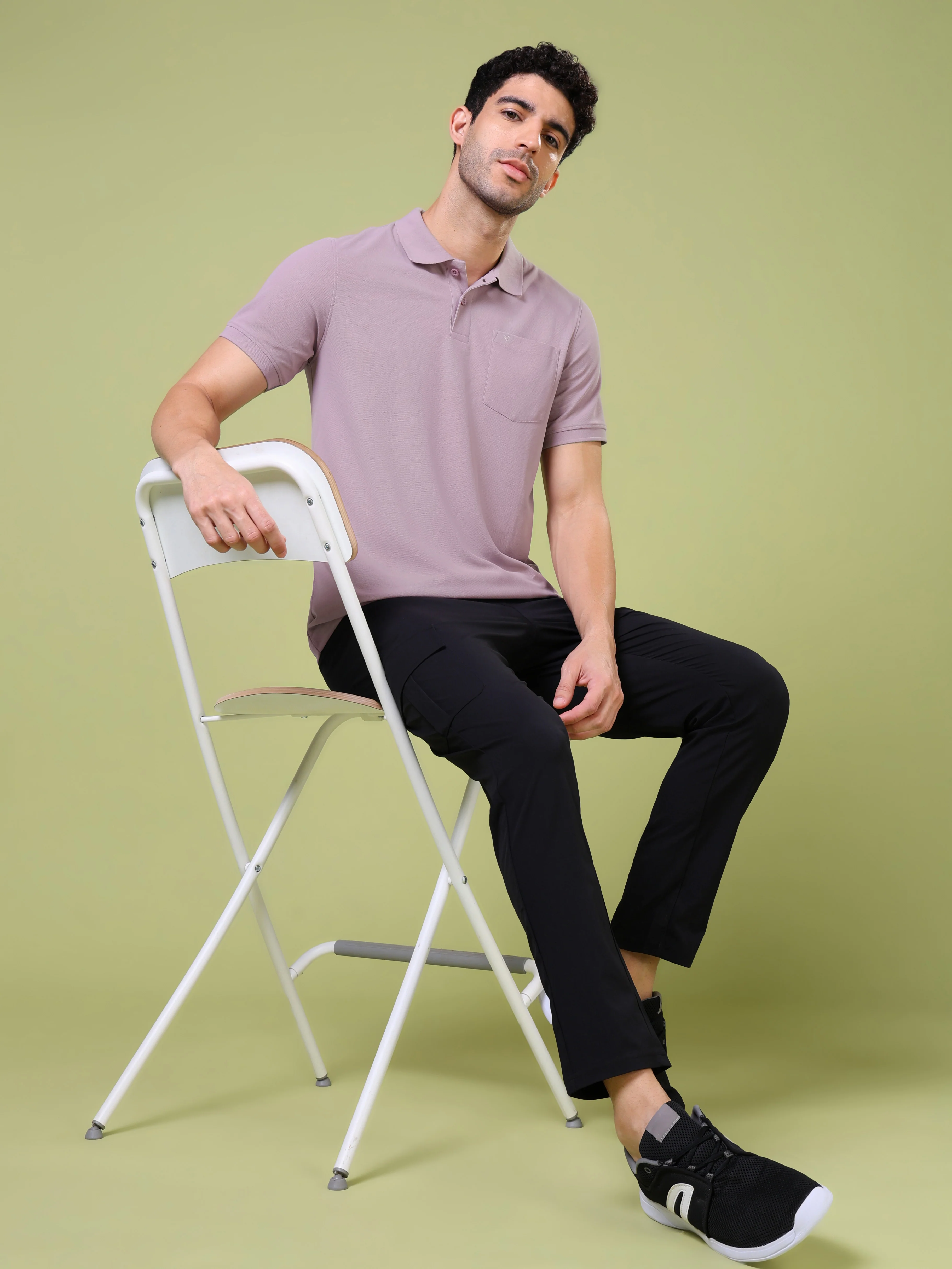 Men Solid Slim Fit Polo T-shirt with MATPIQ - Image 5