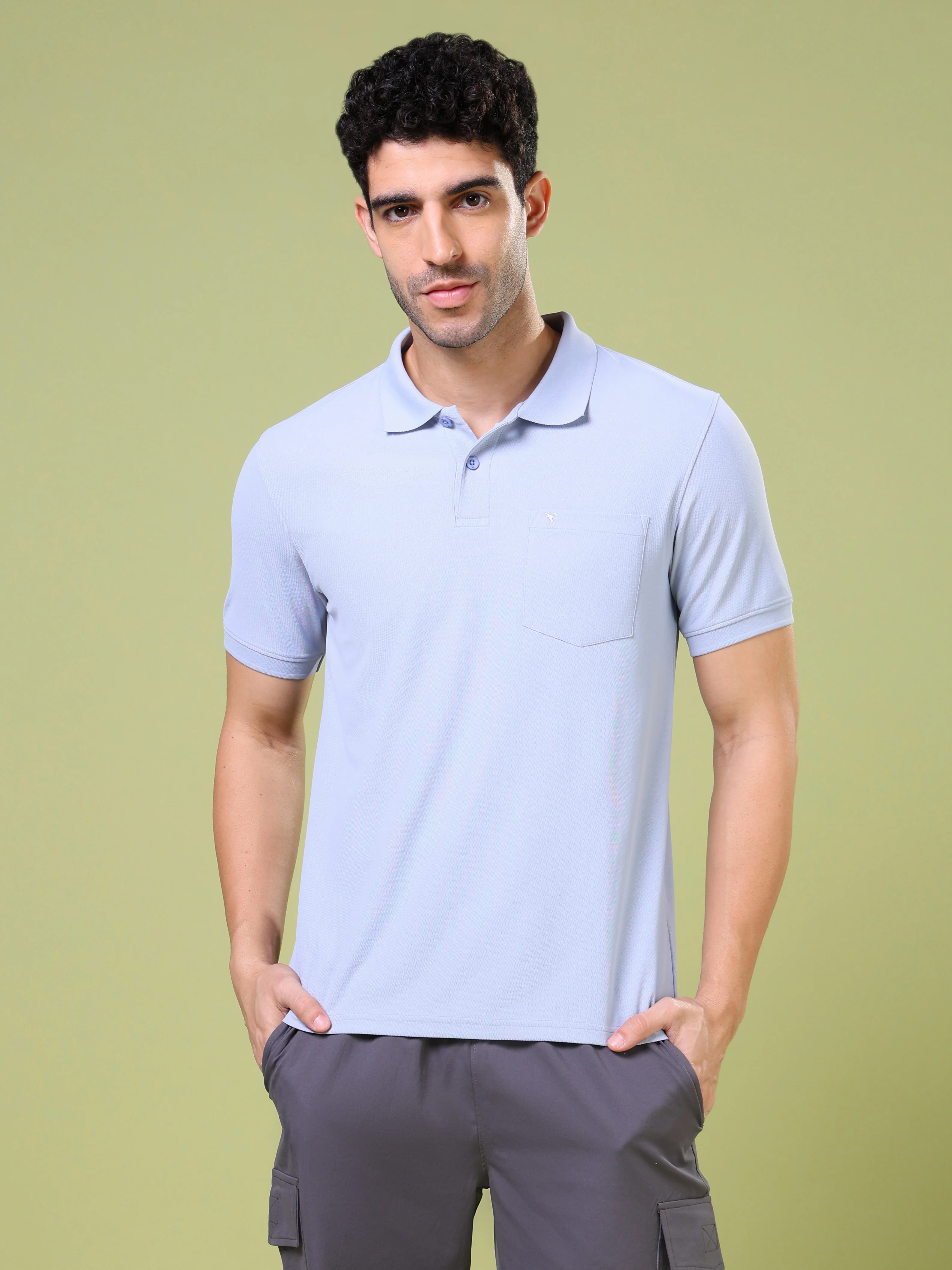 Men Solid Slim Fit Polo T-shirt with MATPIQ