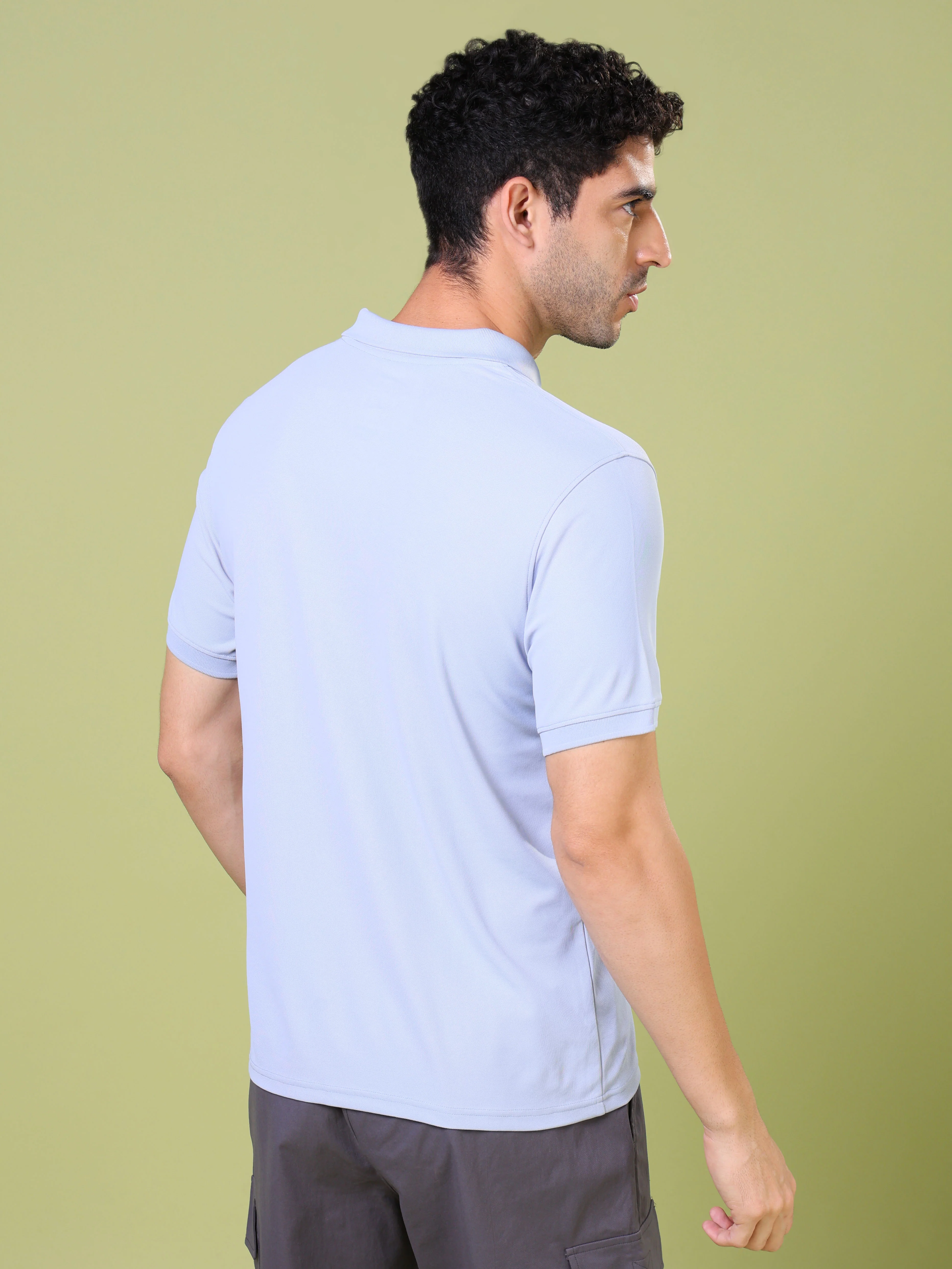 Men Solid Slim Fit Polo T-shirt with MATPIQ - Image 3