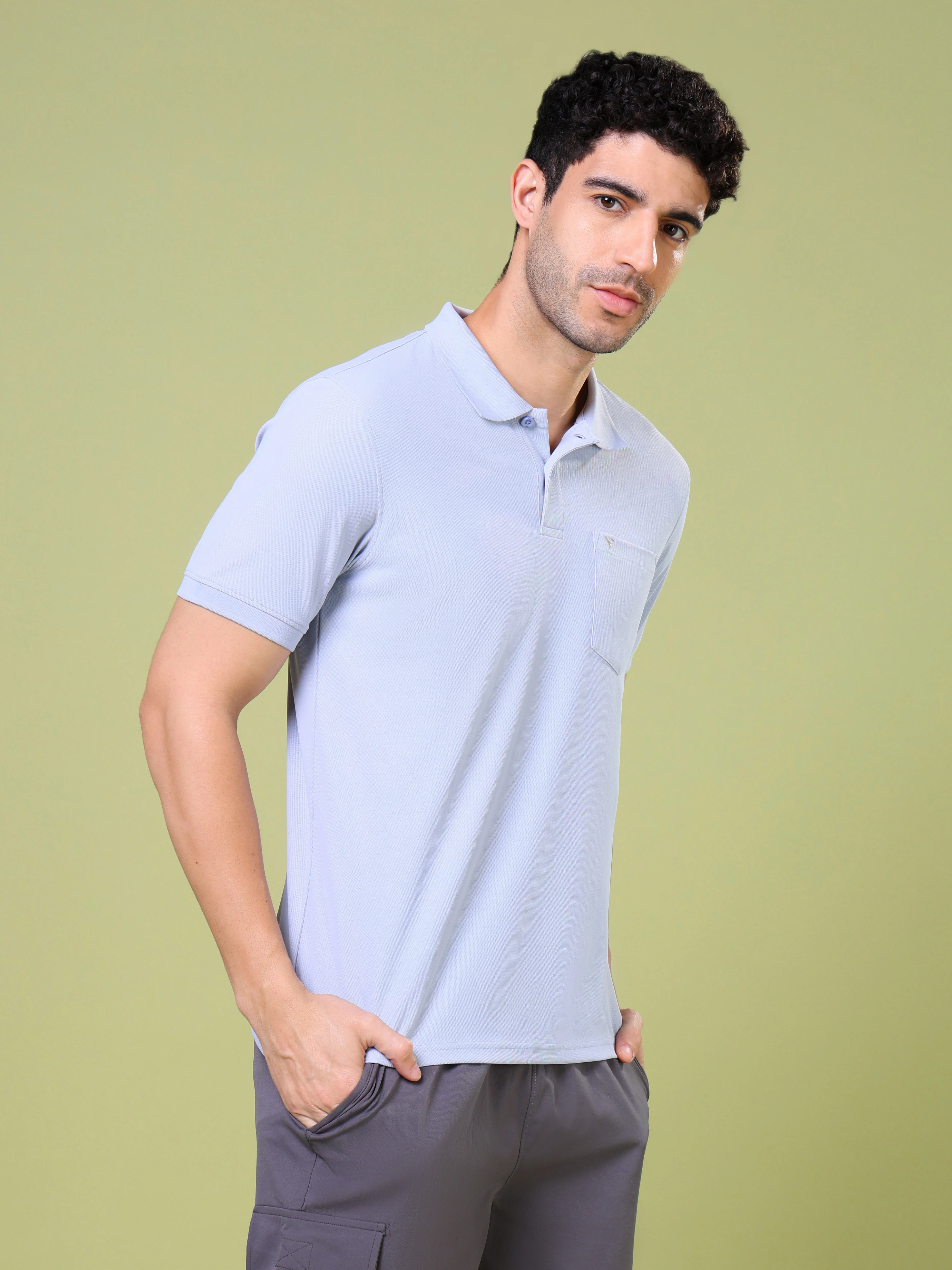 Men Solid Slim Fit Polo T-shirt with MATPIQ - Image 4