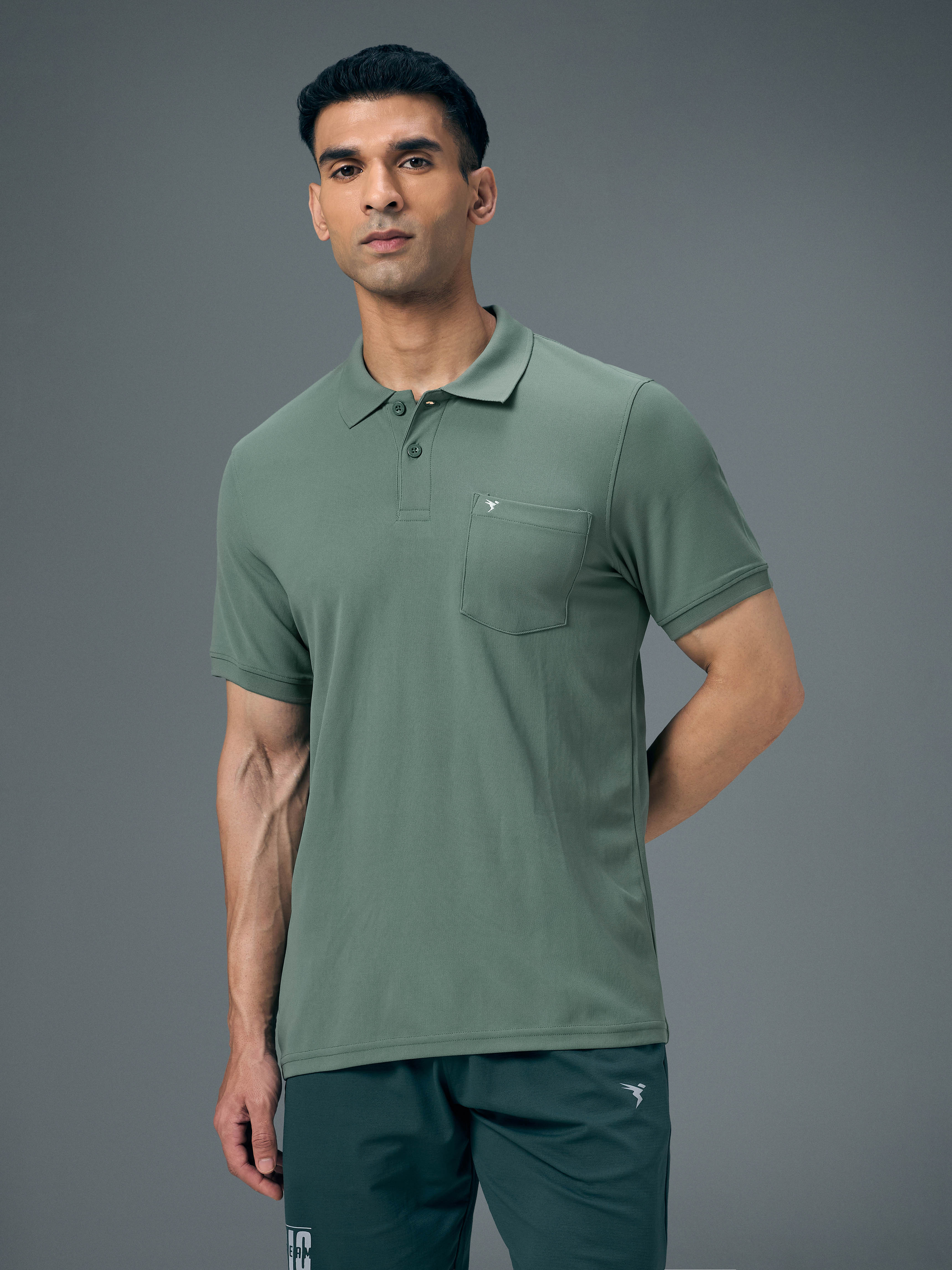 Men Solid Slim Fit Polo T-shirt with MATPIQ - Image 2