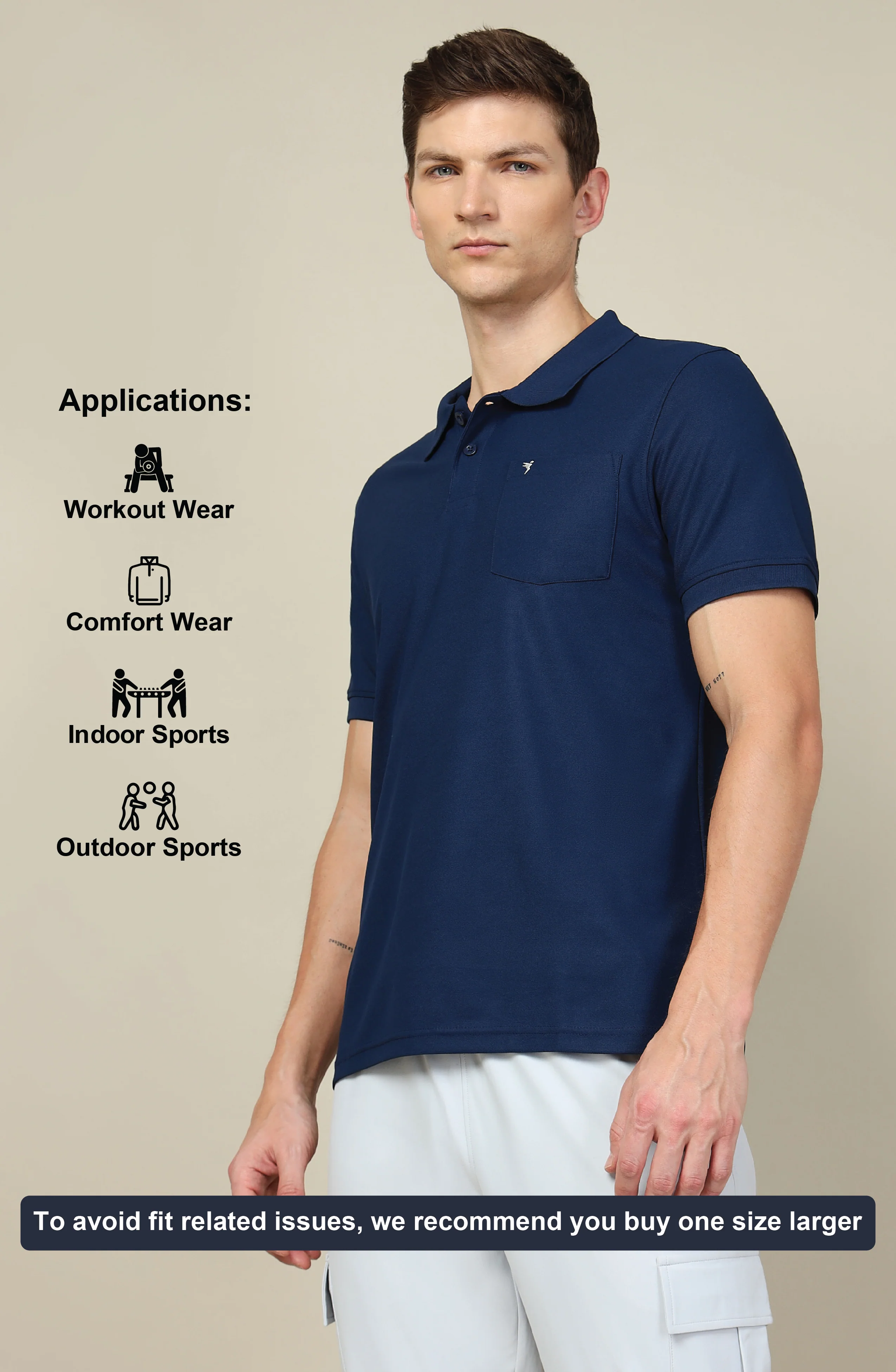 Men Solid Slim Fit Polo T-shirt with MATPIQ - Image 4