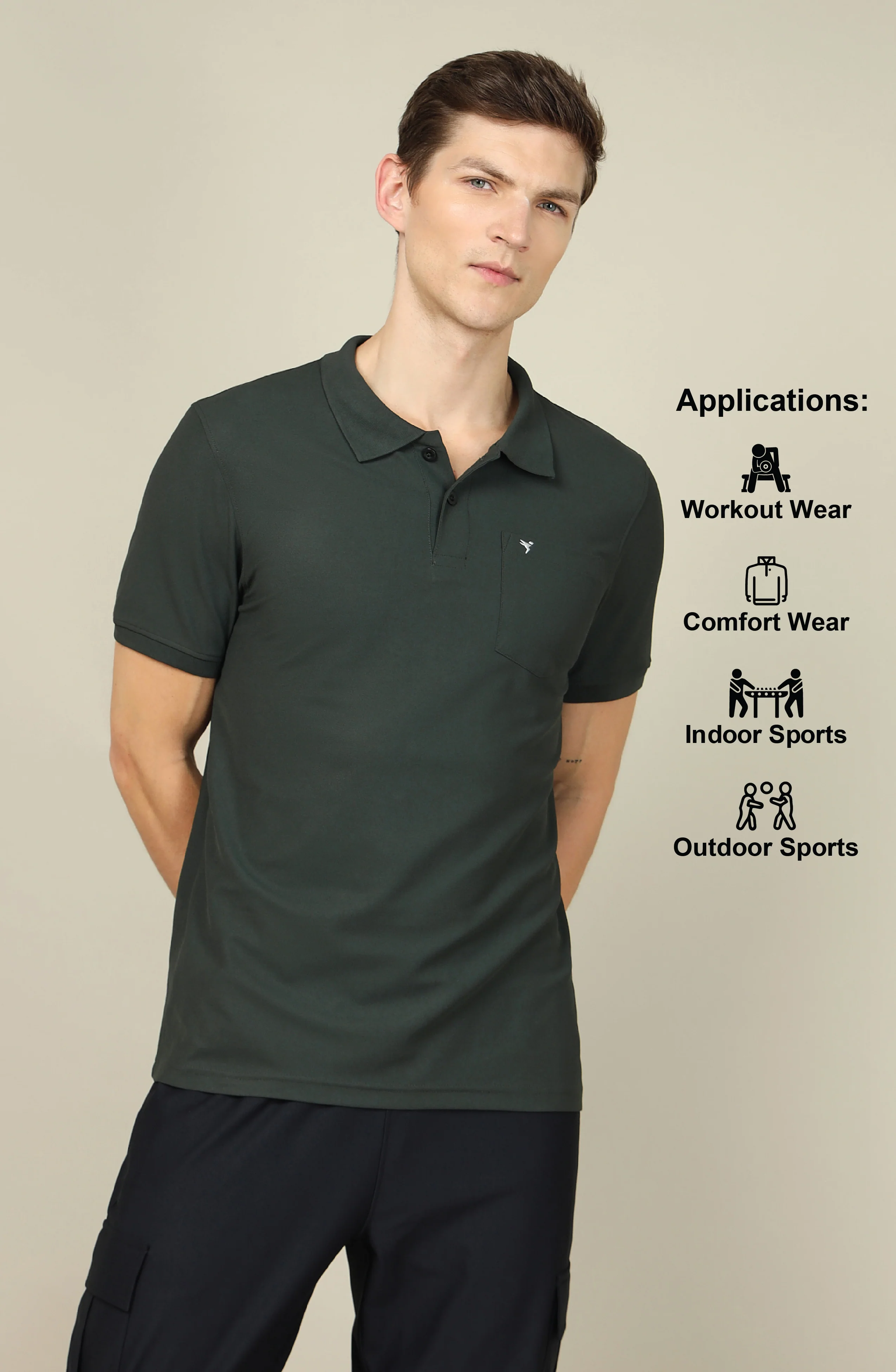 Men Solid Slim Fit Polo T-shirt with MATPIQ - Image 4
