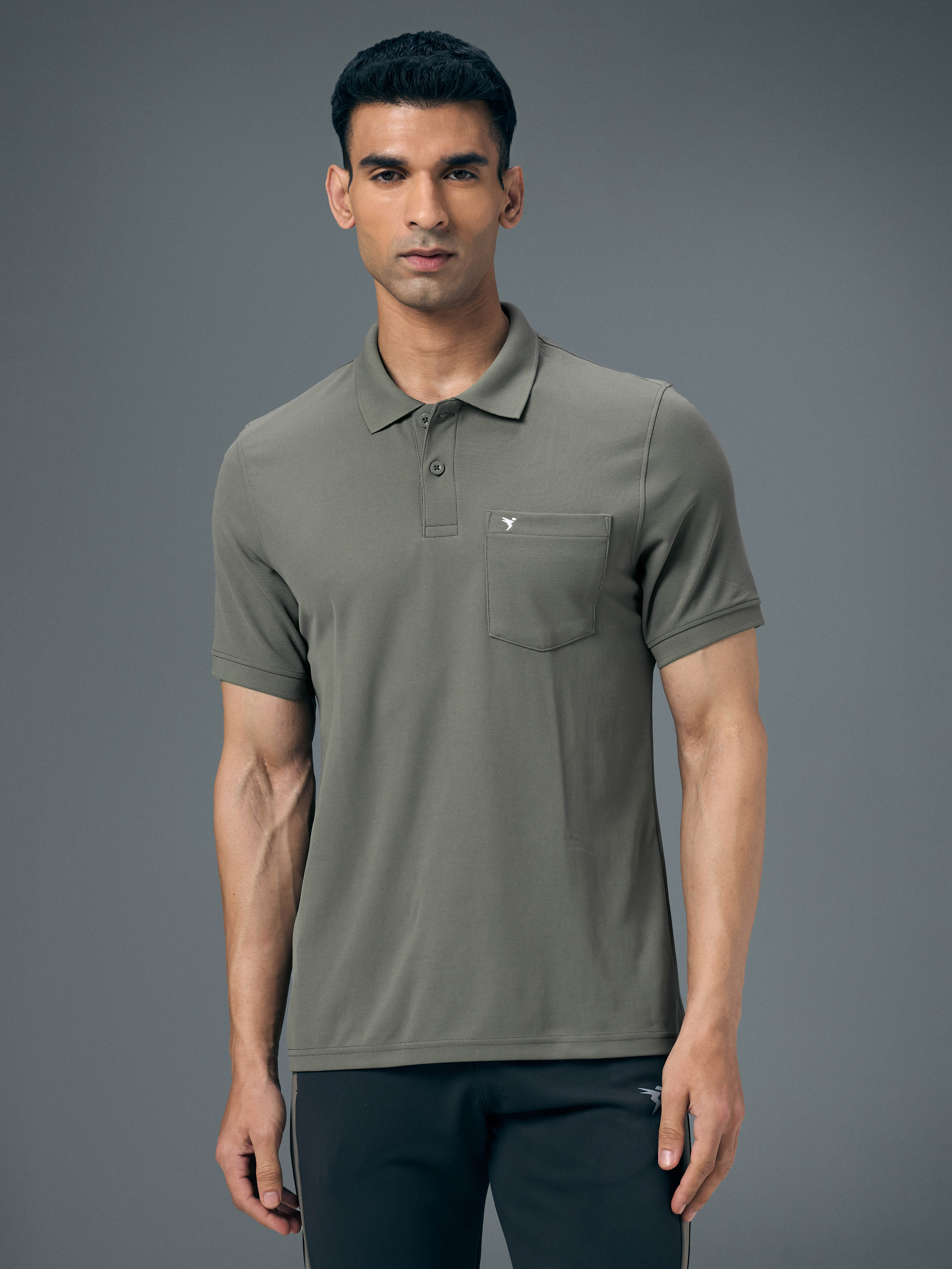 Men Solid Slim Fit Polo T-shirt with MATPIQ - Image 2
