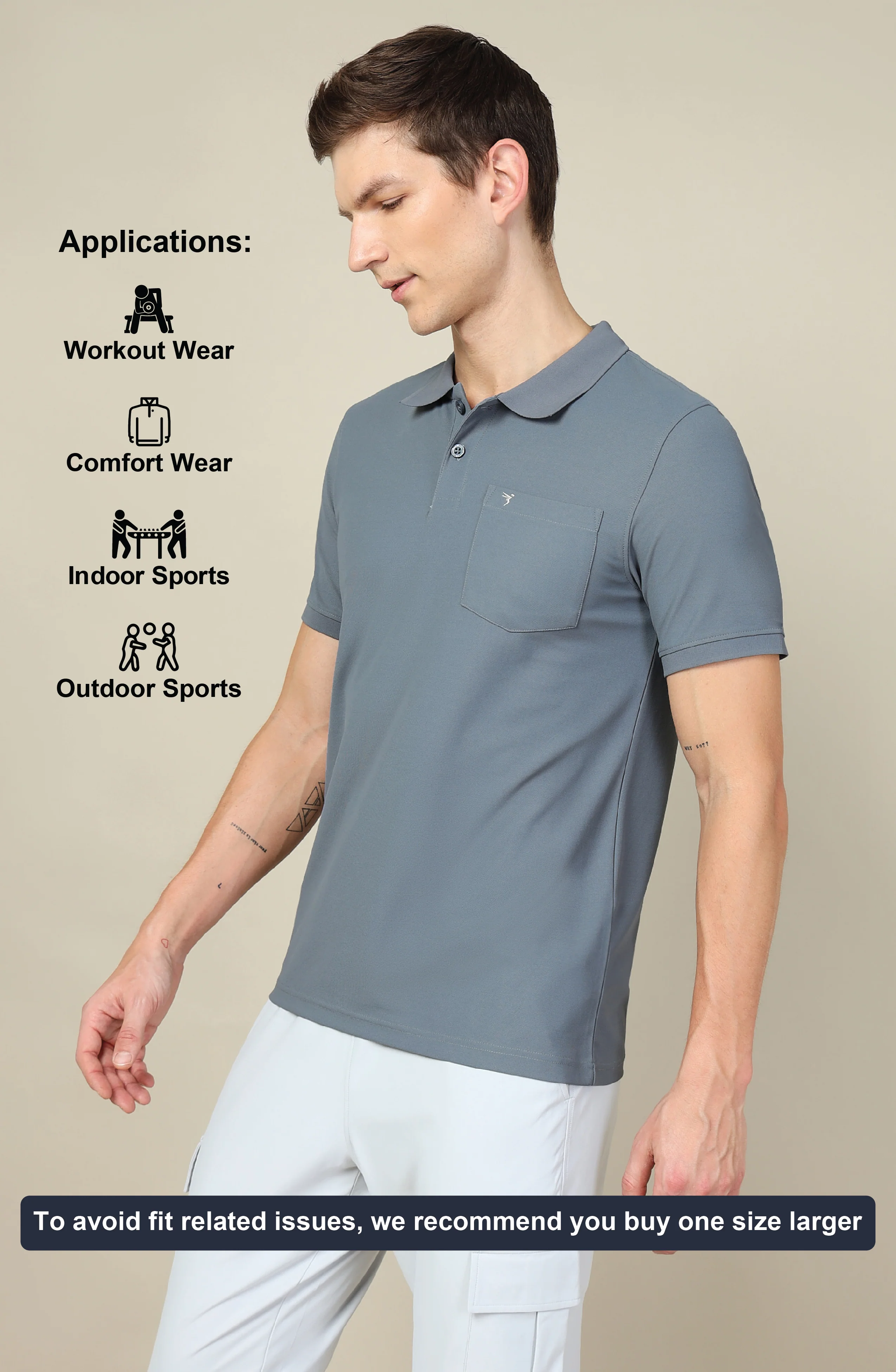 Men Solid Slim Fit Polo T-shirt with MATPIQ - Image 5