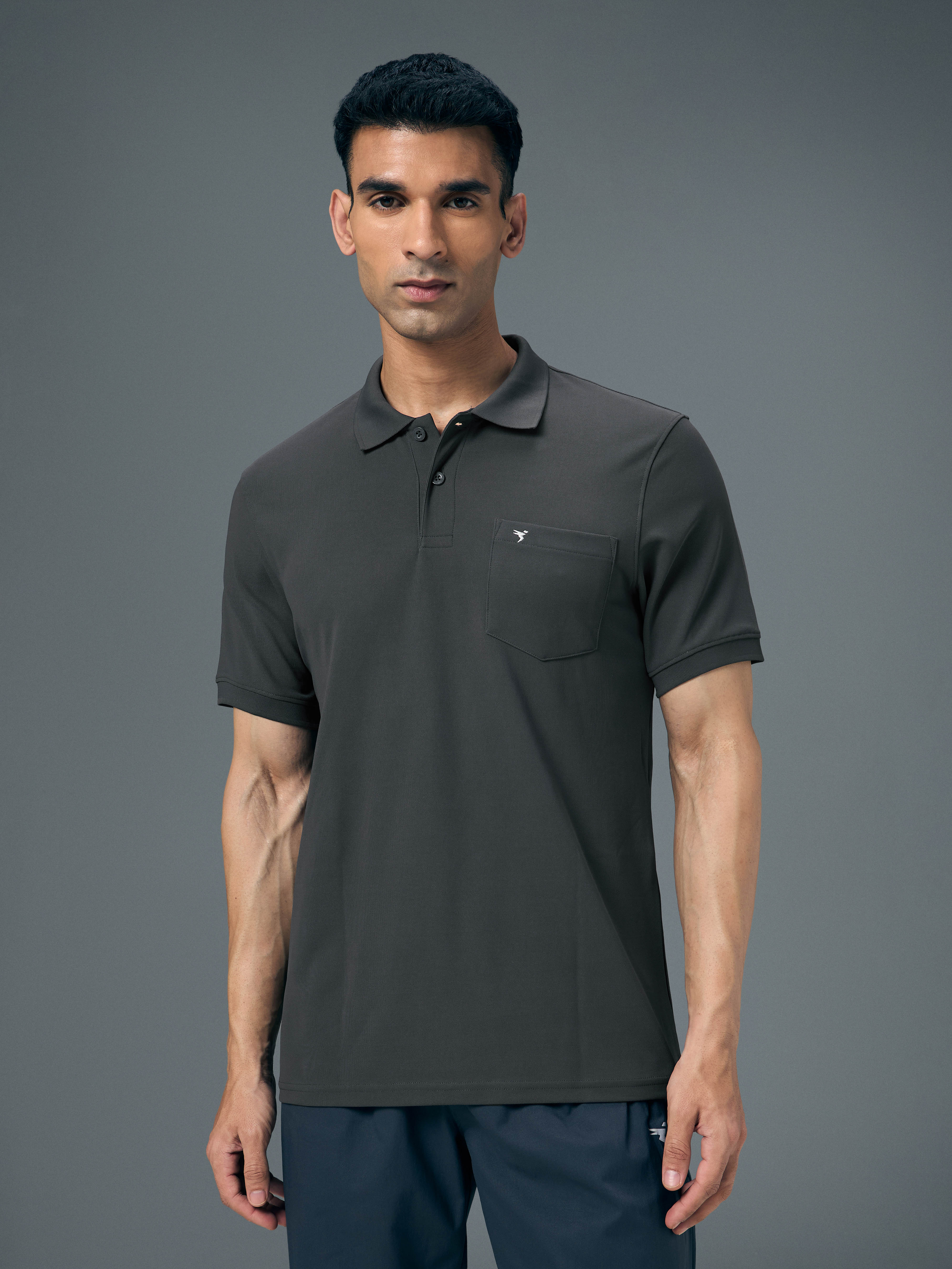 Men Solid Slim Fit Polo T-shirt with MATPIQ - Image 2