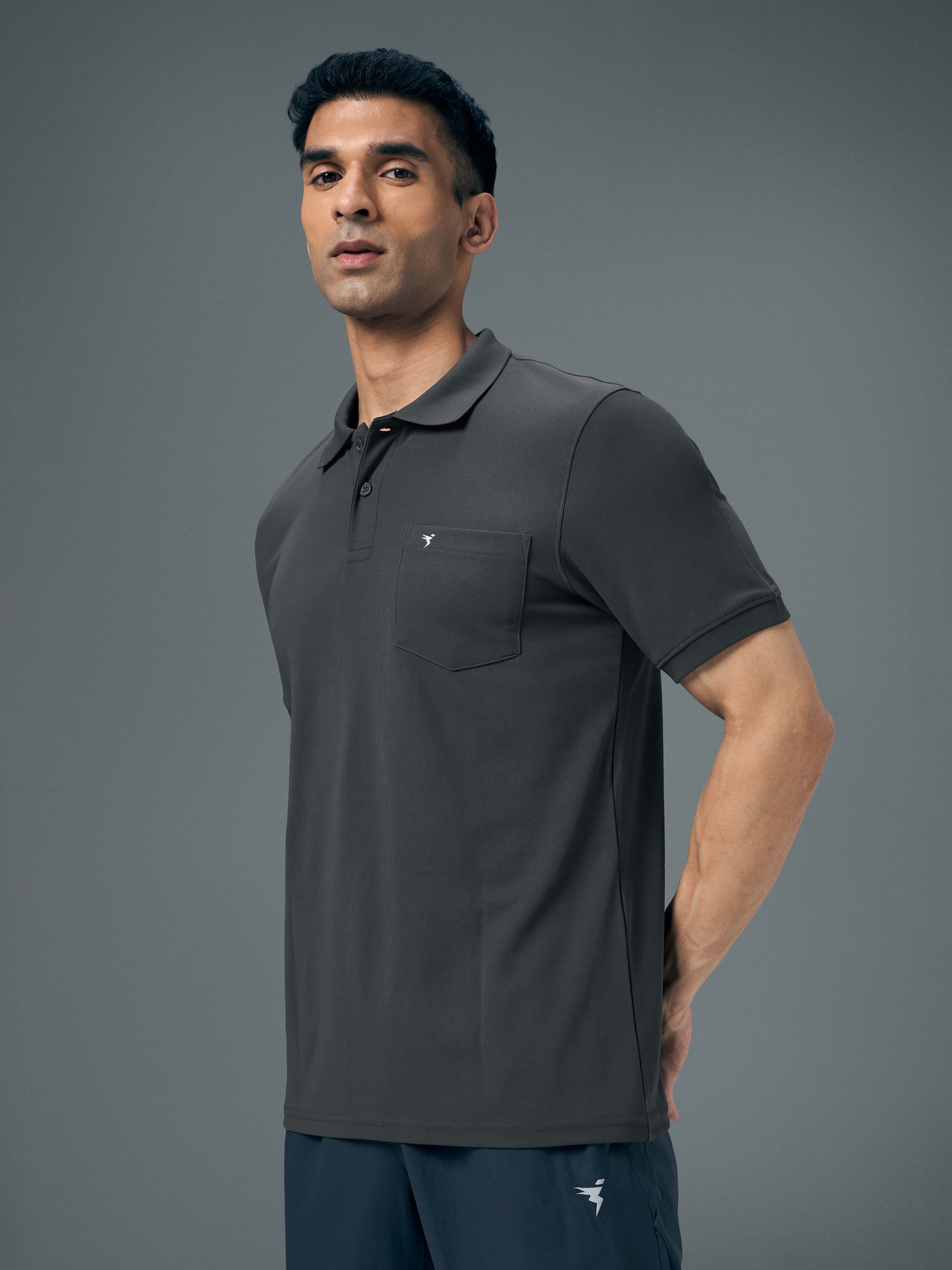Men Solid Slim Fit Polo T-shirt with MATPIQ - Image 4