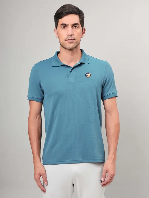 Men Self Design Slim Fit Polo T-shirt with MATPIQ - Image 2