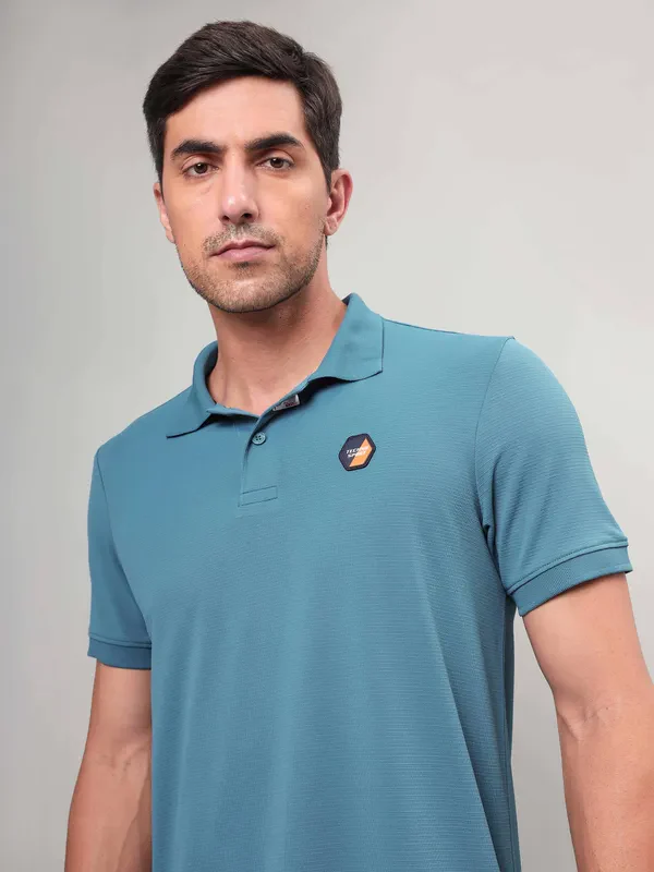 Men Self Design Slim Fit Polo T-shirt with MATPIQ - Image 6