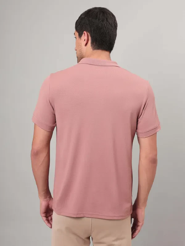 Men Self Design Slim Fit Polo T-shirt with MATPIQ - Image 3