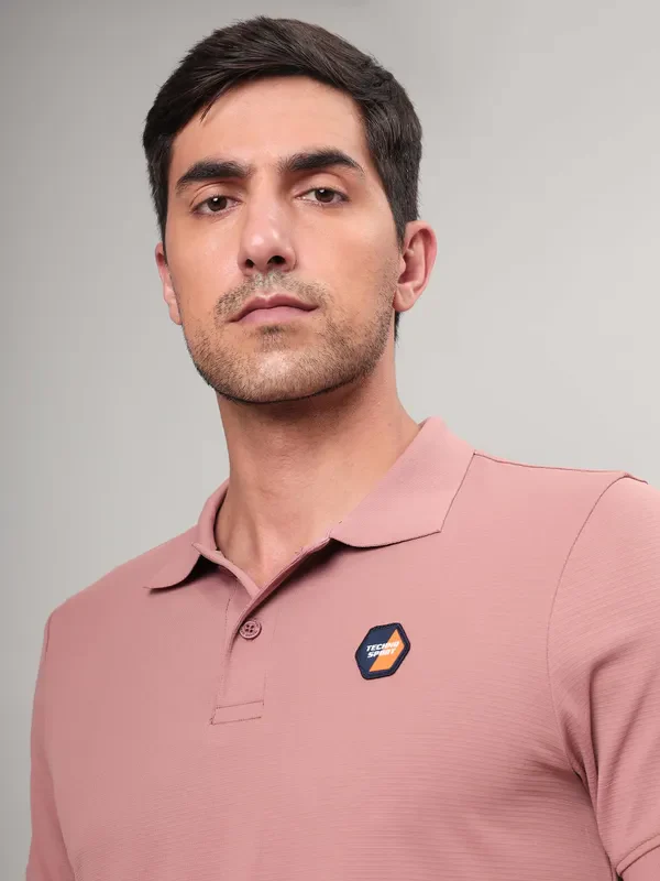 Men Self Design Slim Fit Polo T-shirt with MATPIQ - Image 6