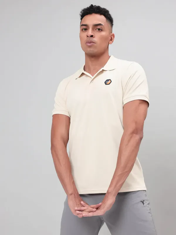 Men Self Design Slim Fit Polo T-shirt with MATPIQ