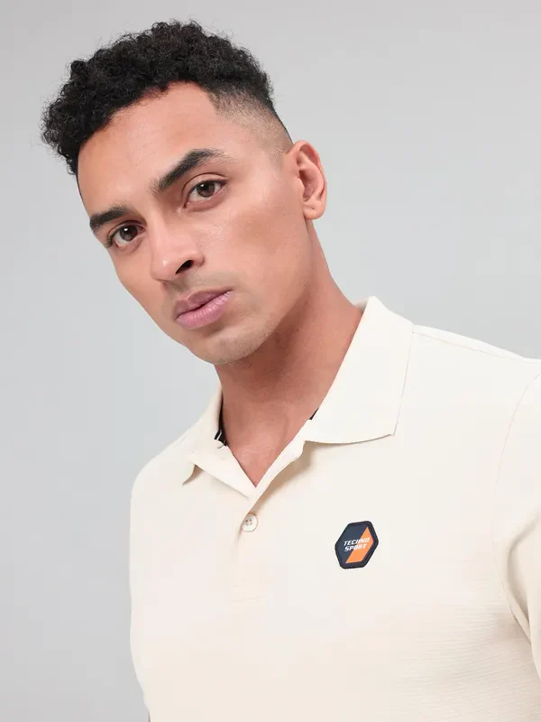 Men Self Design Slim Fit Polo T-shirt with MATPIQ - Image 6